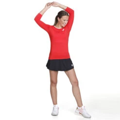 Teamline Manica Lunga Donna - Rosso -Attrezzatura Da Tennis 00018000 10