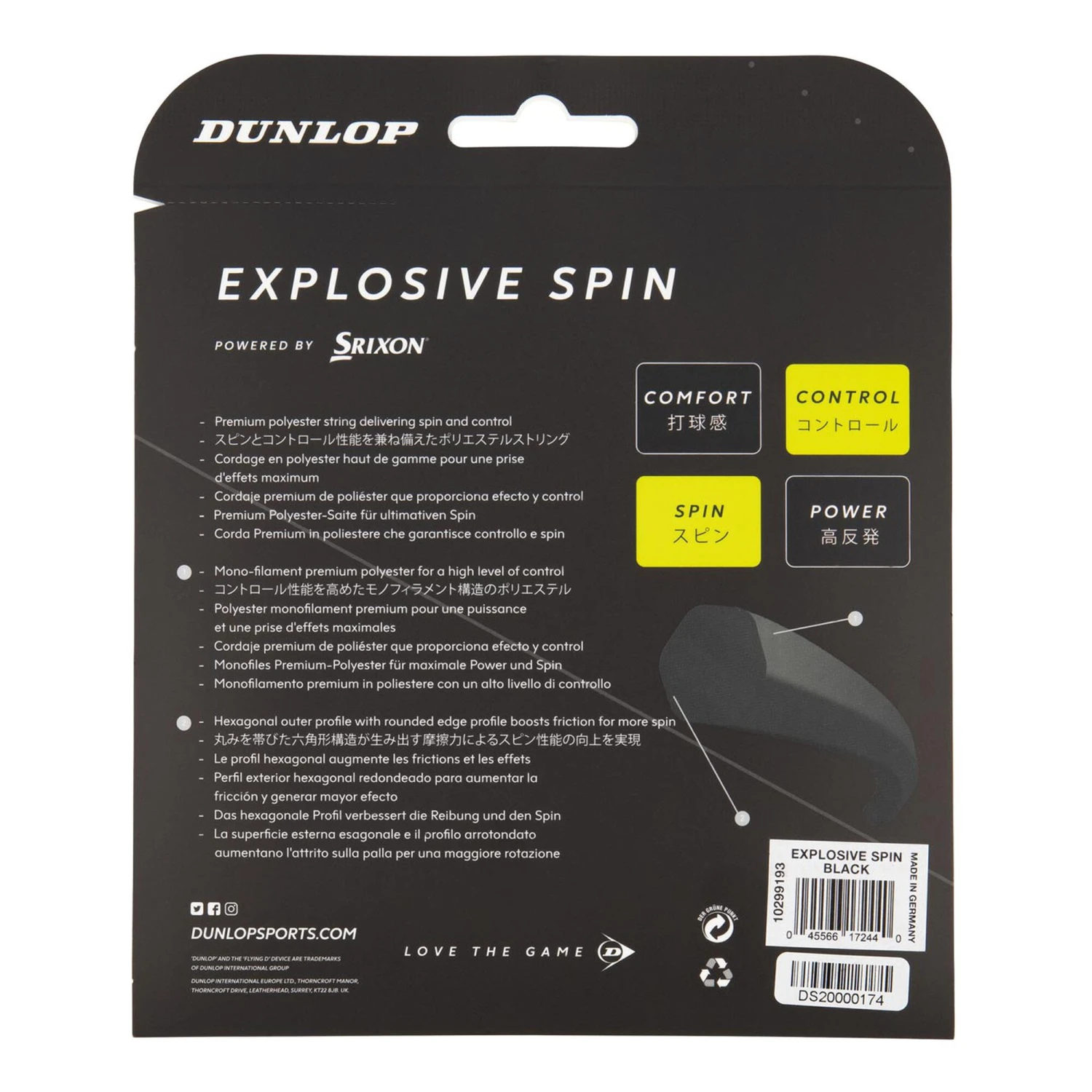 Dunlop Explosive Spin Set Di Corde 12m - Nero 4 Dunlop Explosive Spin Set Di Corde 12m - Nero - immagine 2