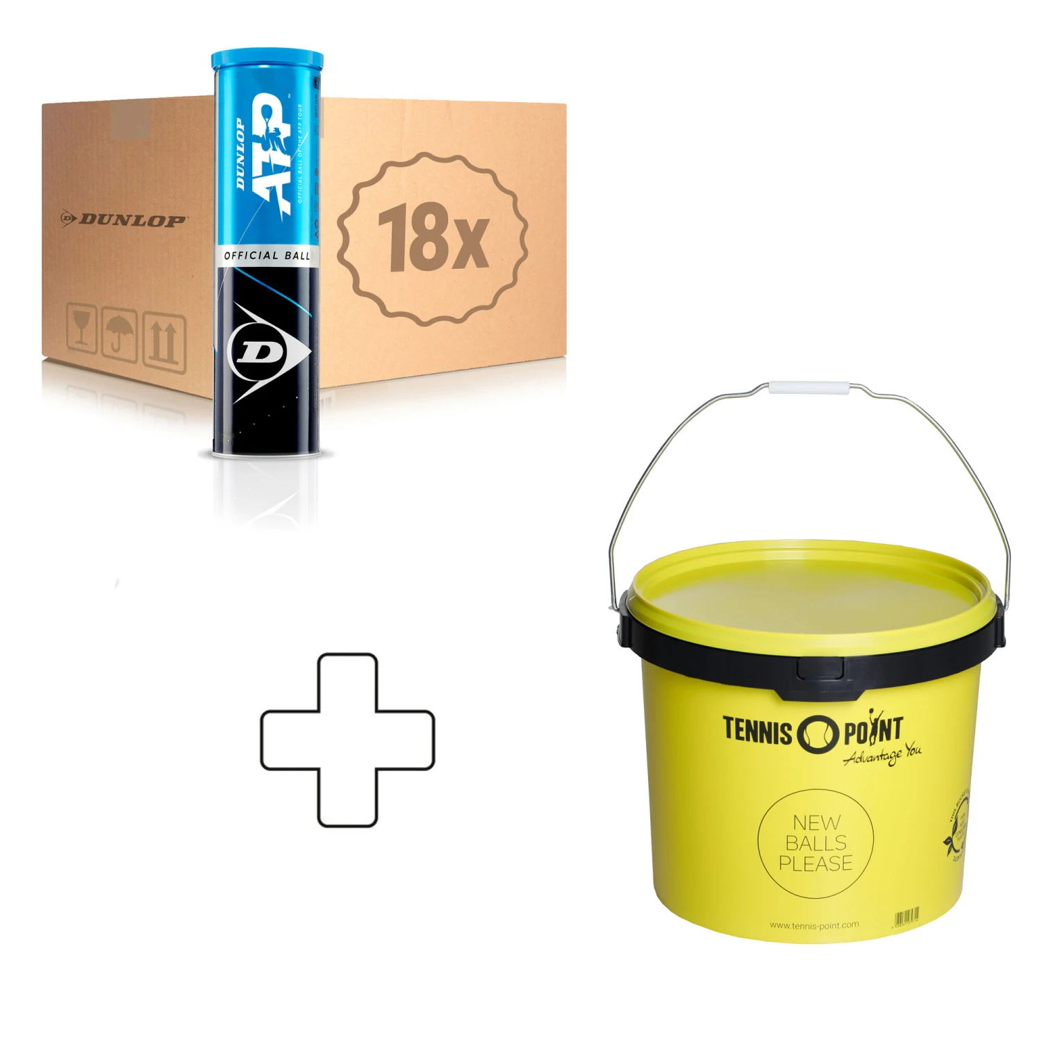 Dunlop ATP 18 Tubi Da 4 Nel Cartone, In Aggiunta Secchiello Per Palline, Rotondo 3 Dunlop ATP 18 Tubi Da 4 Nel Cartone, In Aggiunta Secchiello Per Palline, Rotondo