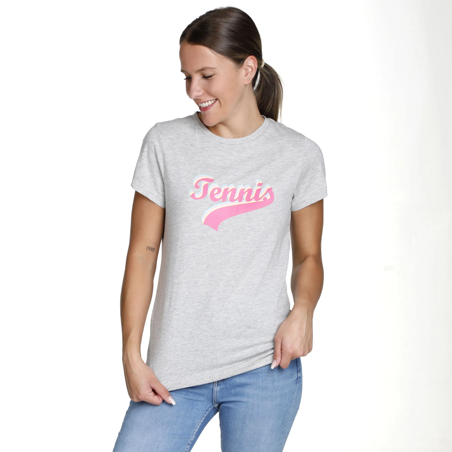 Tennis Signature Maglietta Donna - Grigio, Multicolore 5 Tennis Signature Maglietta Donna - Grigio, Multicolore - immagine 3