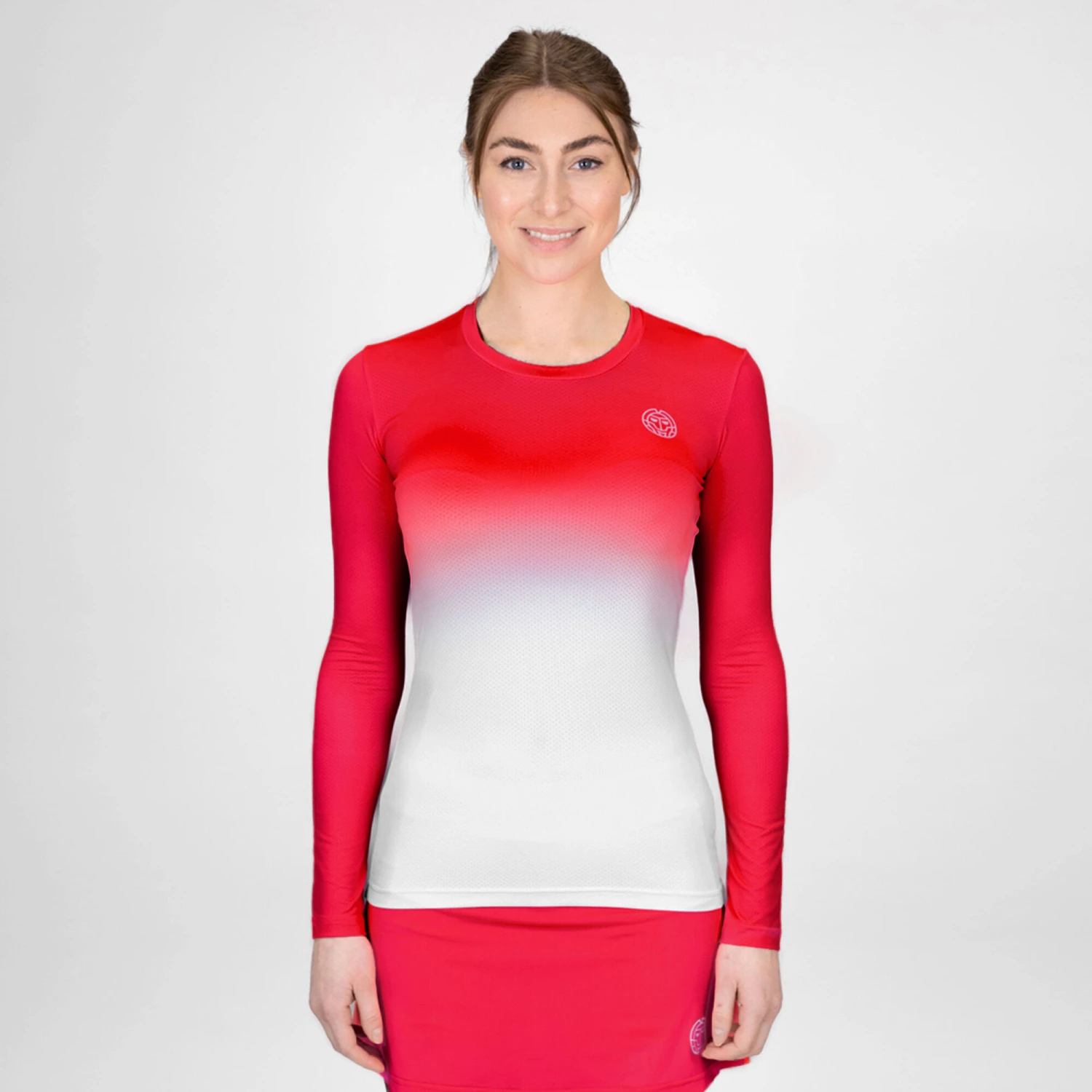 BIDI BADU Crew Gradiant Manica Lunga Donna - Rosso, Bianco 3 BIDI BADU Crew Gradiant Manica Lunga Donna - Rosso, Bianco