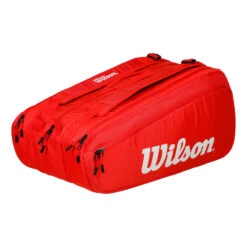 Wilson Super Tour Borsa Per Racchetta Da 15 - Rosso, Bianco