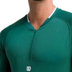 Wilson Players Seamless Zip Henley 2.0 Maglietta Uomini - Verde -Attrezzatura Da Tennis 05369000 16