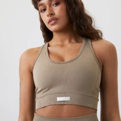 BJØRN BORG Borg Mid V Support Reggiseni Sportivi Donna - Beige -Attrezzatura Da Tennis 05484000 17