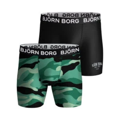 BJØRN BORG Performance Boxer Confezione Da 2 Uomini - Verde, Nero