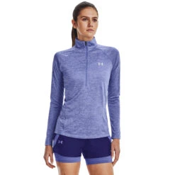 Under Armour Tech Half-Zip Warm Up Twist Manica Lunga Donna - Lilla -Attrezzatura Da Tennis 08473000 13