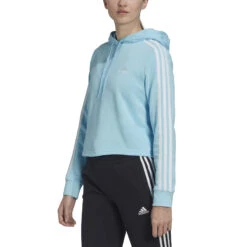 ADIDAS 3 Stripes French Terry Cropped Felpa Con Cappuccio Donna - Blu Chiaro 11 ADIDAS 3 Stripes French Terry Cropped Felpa Con Cappuccio Donna - Blu Chiaro -Attrezzatura Da Tennis 17278000 15