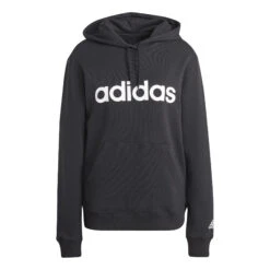 ADIDAS Essentials Linear Felpa Con Cappuccio Donna - Nero, Bianco