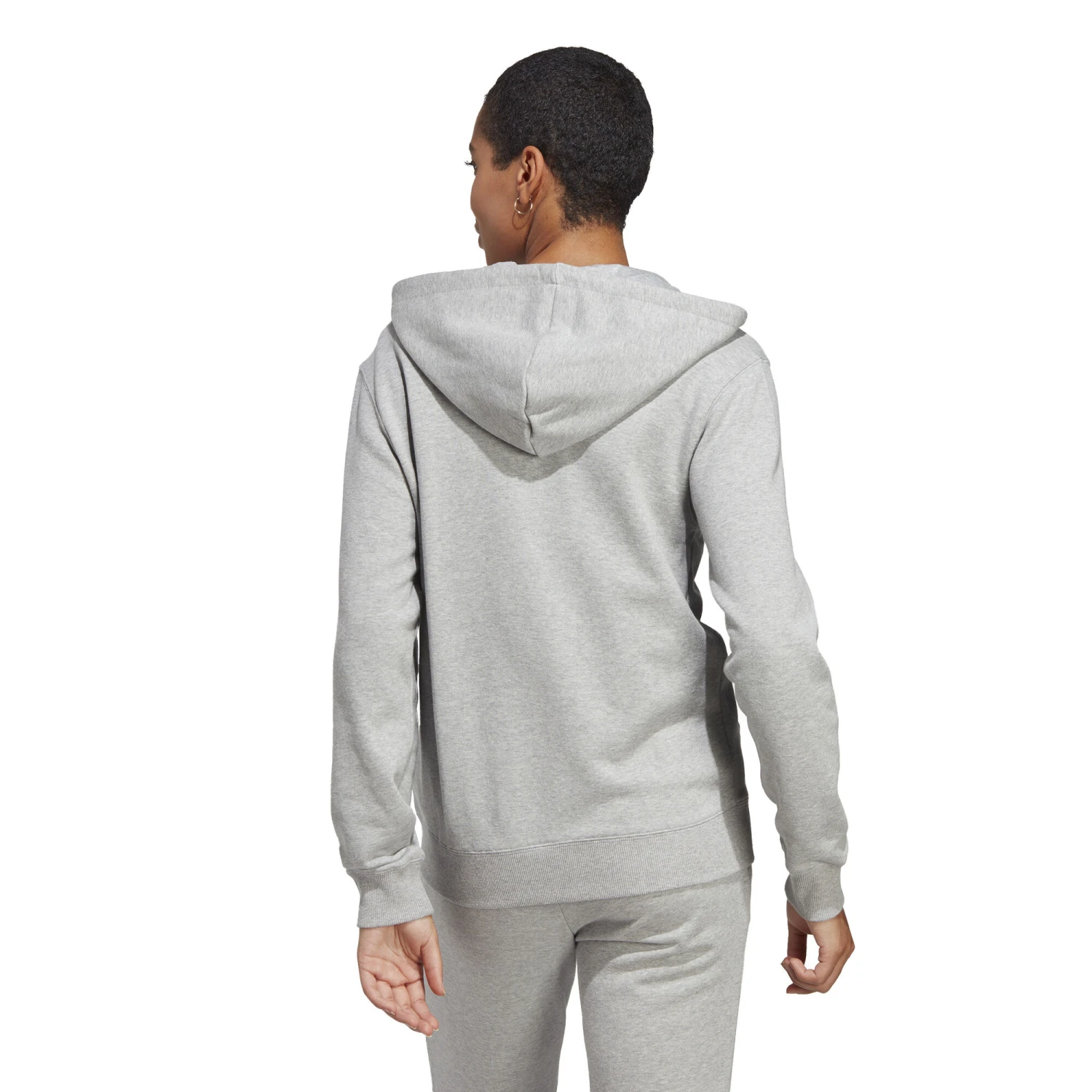ADIDAS Essentials Linear Full-Zip French Terry Felpa Donna - Grigio Chiaro, Bianco 5 ADIDAS Essentials Linear Full-Zip French Terry Felpa Donna - Grigio Chiaro, Bianco - immagine 3