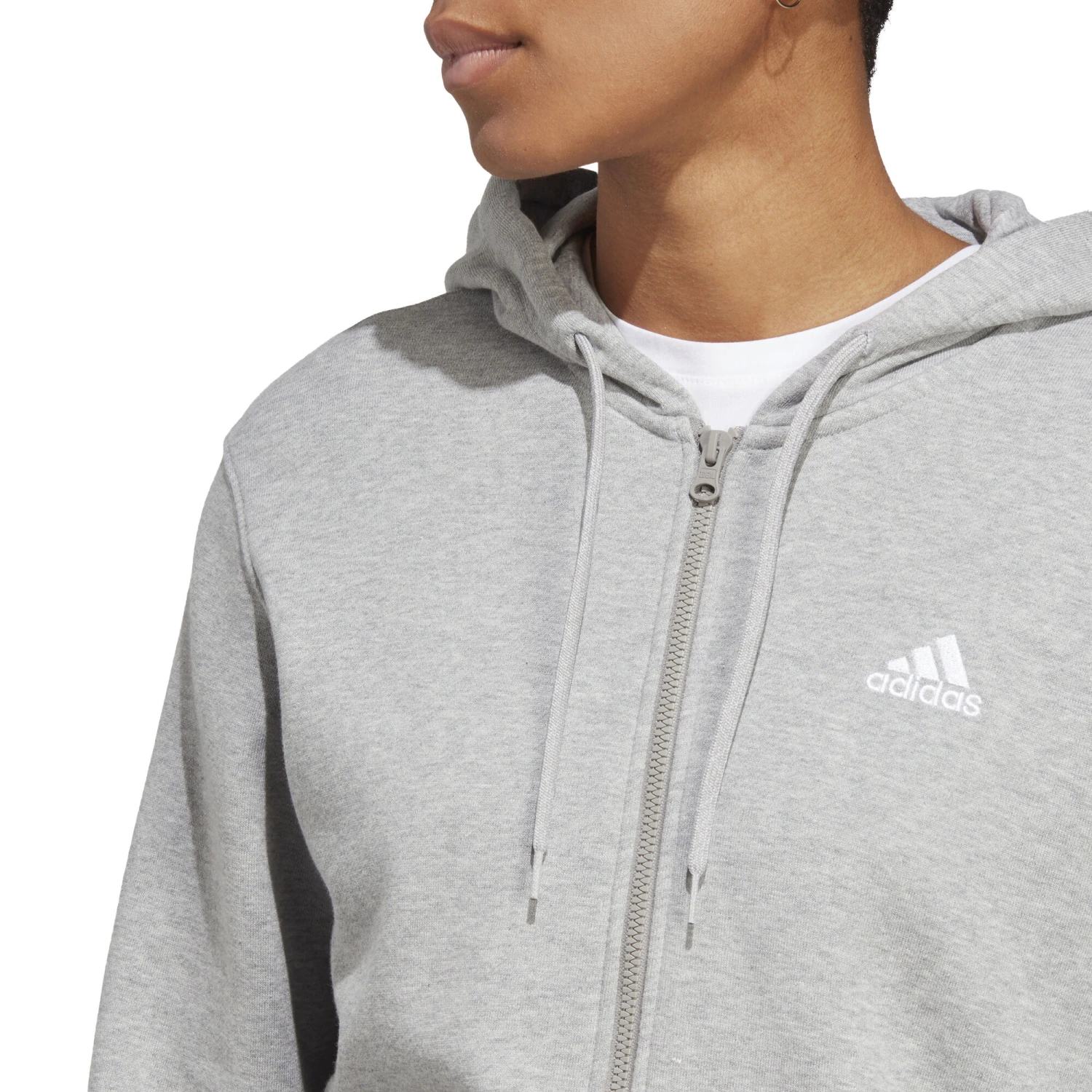 ADIDAS Essentials Linear Full-Zip French Terry Felpa Donna - Grigio Chiaro, Bianco 7 ADIDAS Essentials Linear Full-Zip French Terry Felpa Donna - Grigio Chiaro, Bianco - immagine 5
