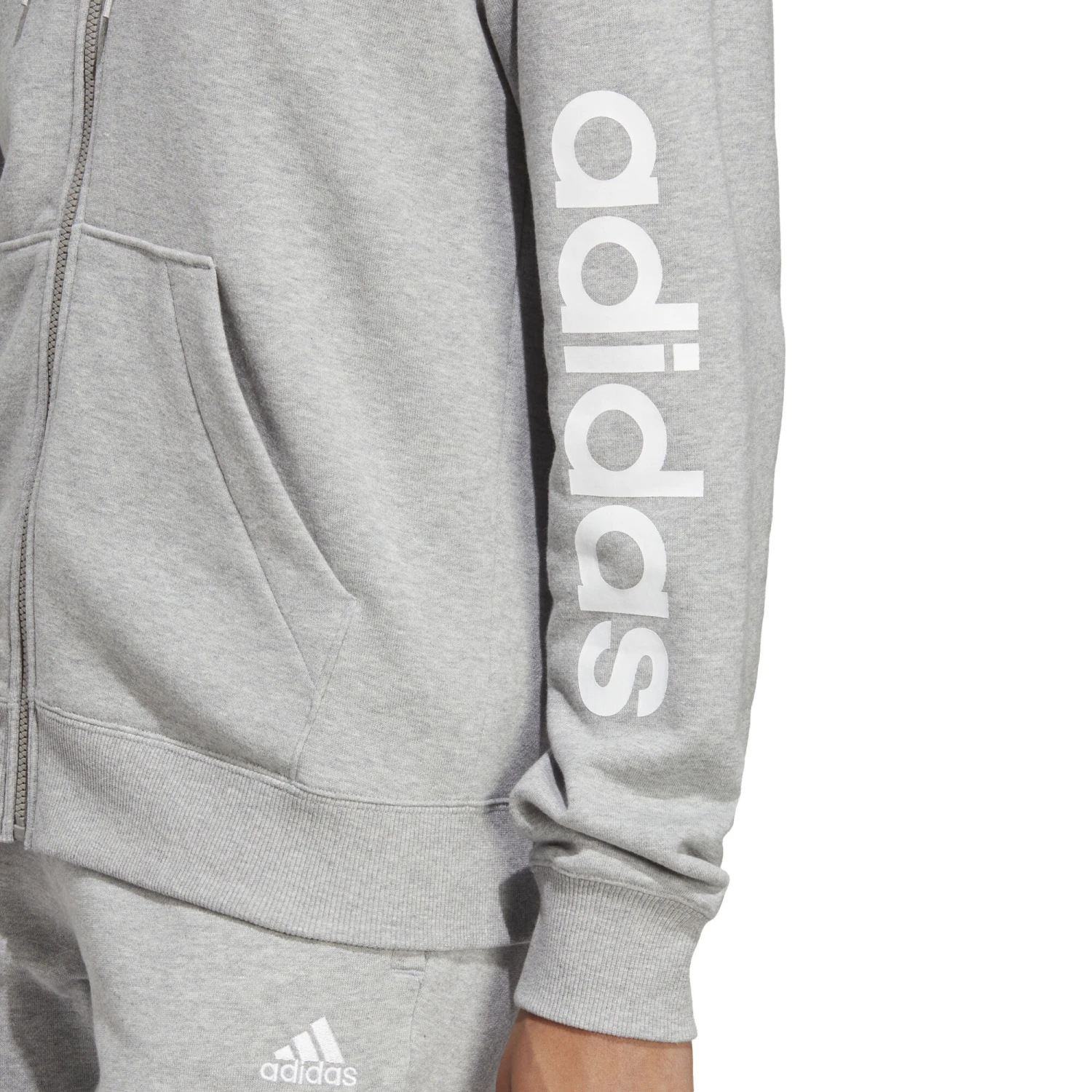 ADIDAS Essentials Linear Full-Zip French Terry Felpa Donna - Grigio Chiaro, Bianco 8 ADIDAS Essentials Linear Full-Zip French Terry Felpa Donna - Grigio Chiaro, Bianco - immagine 6