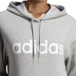 ADIDAS Essentials Linear Felpa Con Cappuccio Donna - Grigio Chiaro, Bianco -Attrezzatura Da Tennis 17765000 17