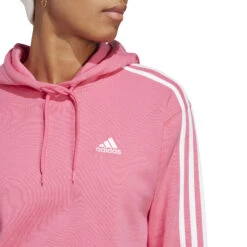 ADIDAS Essentials 3-Stripes French Terry Crop Felpa Con Cappuccio Donna - Rosa, Bianco -Attrezzatura Da Tennis 17769000 16
