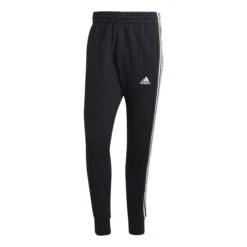 ADIDAS Essentials French Terry Tapered Cuff 3-Stripes Pantalone Da Allenamento Uomini - Nero, Bianco
