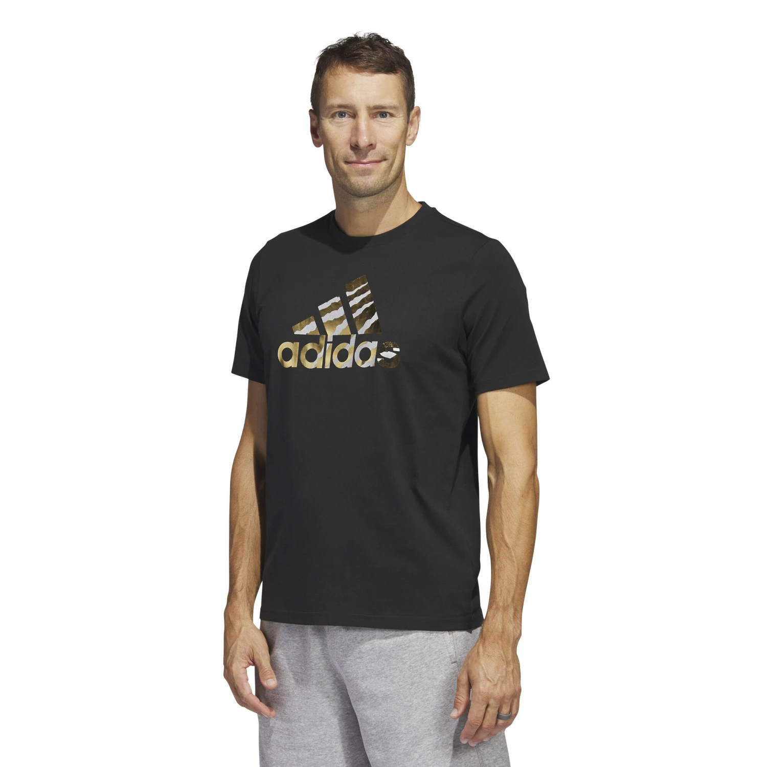 ADIDAS Power Logo Foil Maglietta Uomini - Nero, Beige 4 ADIDAS Power Logo Foil Maglietta Uomini - Nero, Beige - immagine 2