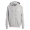 ADIDAS Essentials French Terry 3-Stripes Full-Zip Felpa Uomini - Grigio Chiaro, Bianco