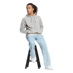 ADIDAS Essentials French Terry 3-Stripes Full-Zip Felpa Uomini - Grigio Chiaro, Bianco -Attrezzatura Da Tennis 17907000 15