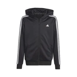 ADIDAS Essentials Train AEROREADY 3-Stripes Regular-Fit Full-Zip Felpa Ragazzi - Nero, Bianco