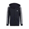 ADIDAS 3-Stripes Fleece Full-Zip Felpa Ragazzi - Blu Scuro, Bianco