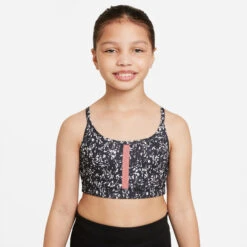 Nike Dri-Fit Icon Indy All Over Print Reggiseni Sportivi Bambini - Nero, Bianco -Attrezzatura Da Tennis 56075000 14
