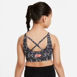 Nike Dri-Fit Icon Indy All Over Print Reggiseni Sportivi Bambini - Nero, Bianco -Attrezzatura Da Tennis 56075000 16
